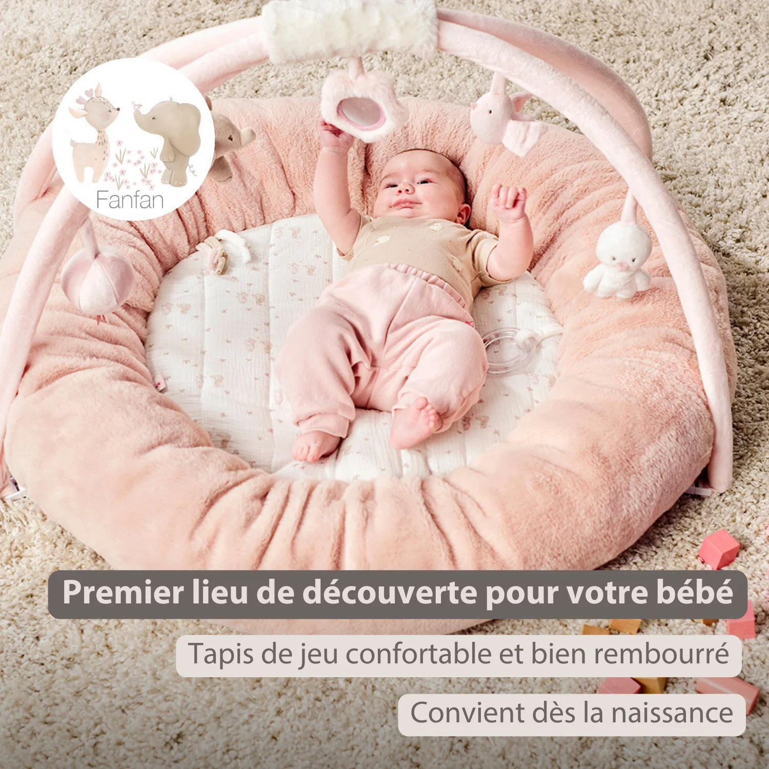 FanFan Tapis de jeu bébé avec arches (Nattou) – Image 2