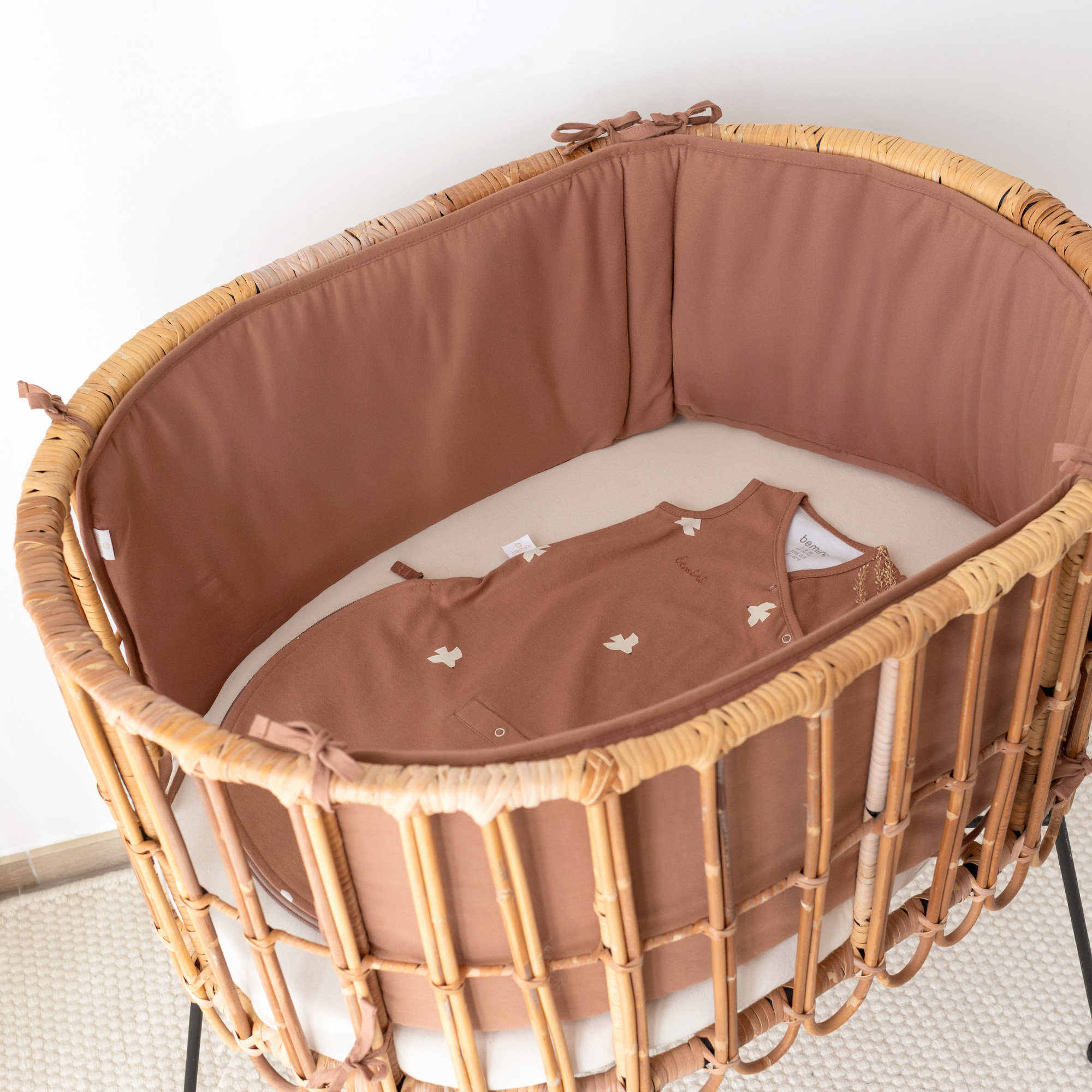 TOUR DE LIT ET PARC 30x180cm Pure coton - Moka (Bemini) – Image 3
