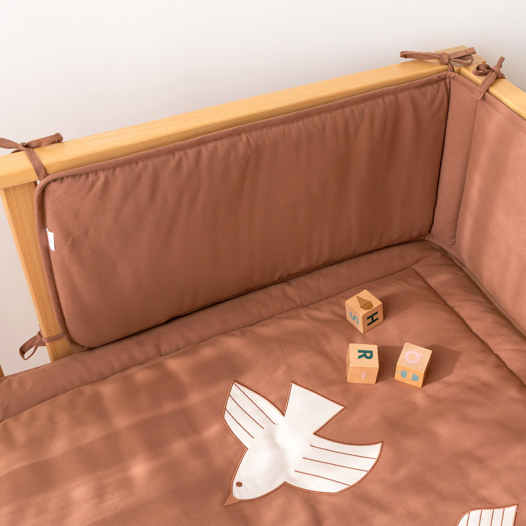 TOUR DE LIT ET PARC 30x180cm Pure coton - Moka (Bemini) – Image 2