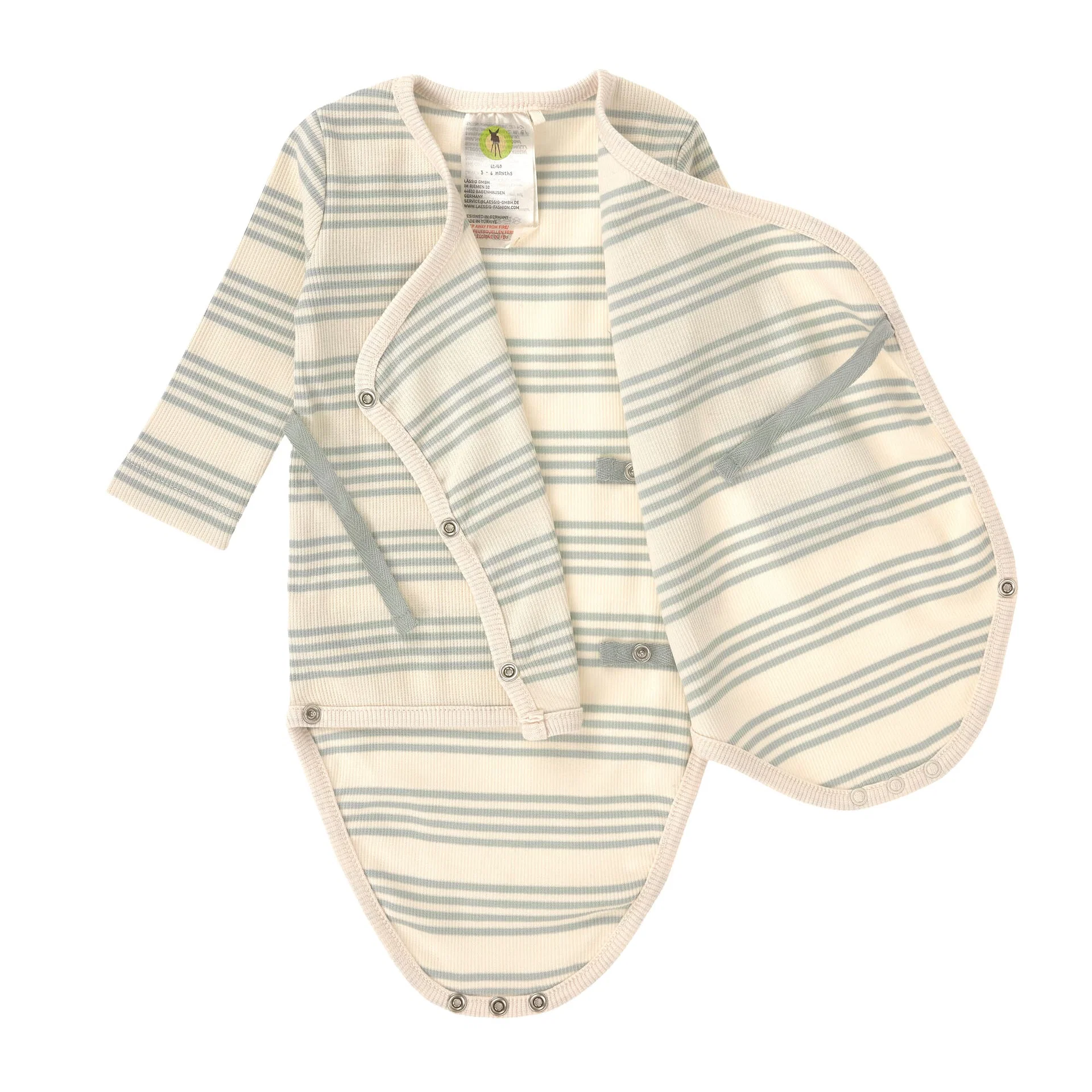Body bébé à manches longues - Coton bio, rayures - lilas pâle (Lassig) – Image 4