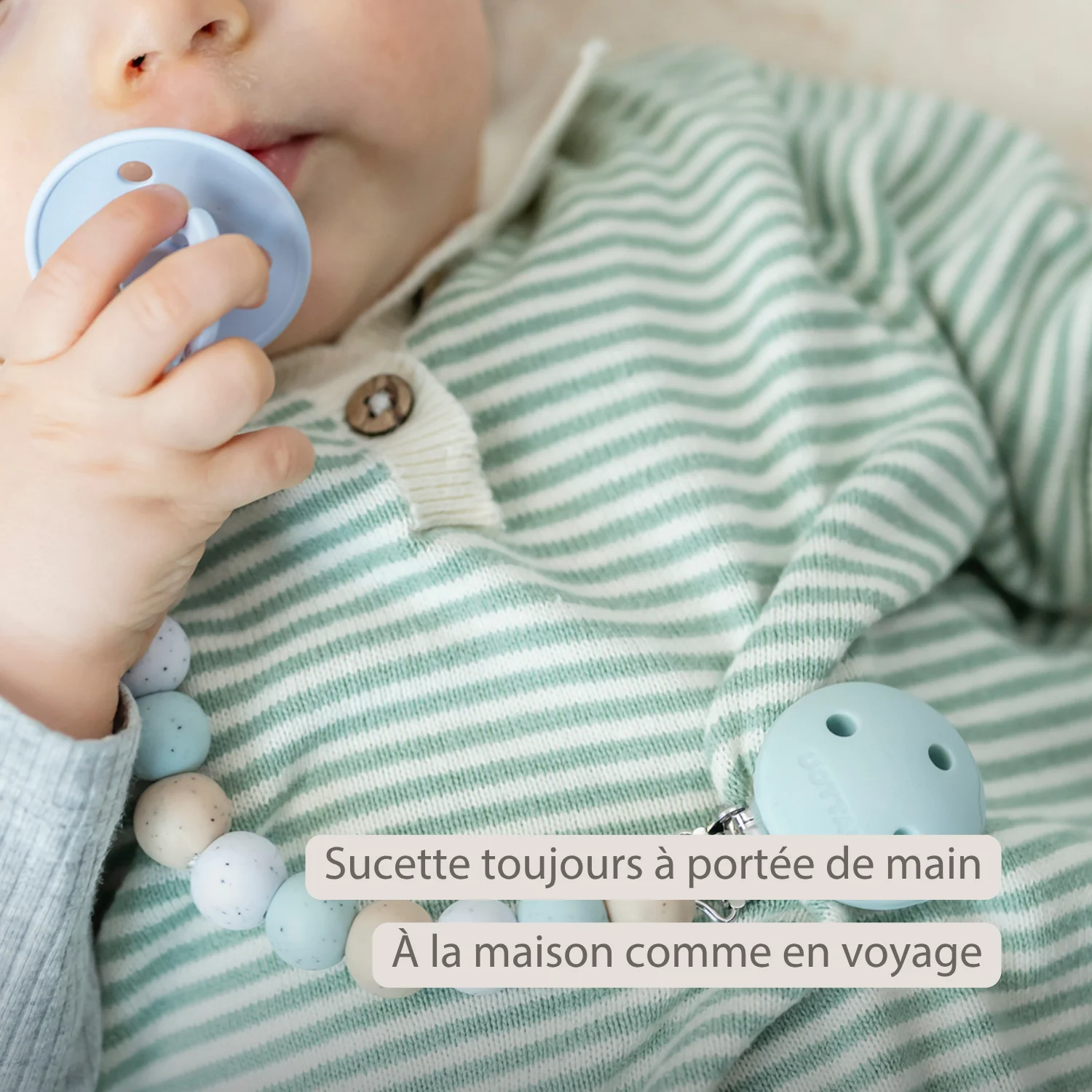 Chaîne de tétine en silicone - 21 cm - Multi vert (Nattou) – Image 4