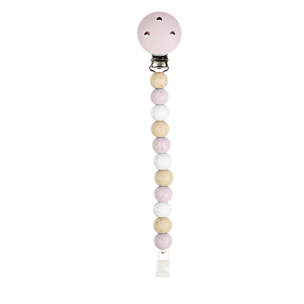 Chaîne de tétine en silicone - 21 cm - Multi rose (Nattou)