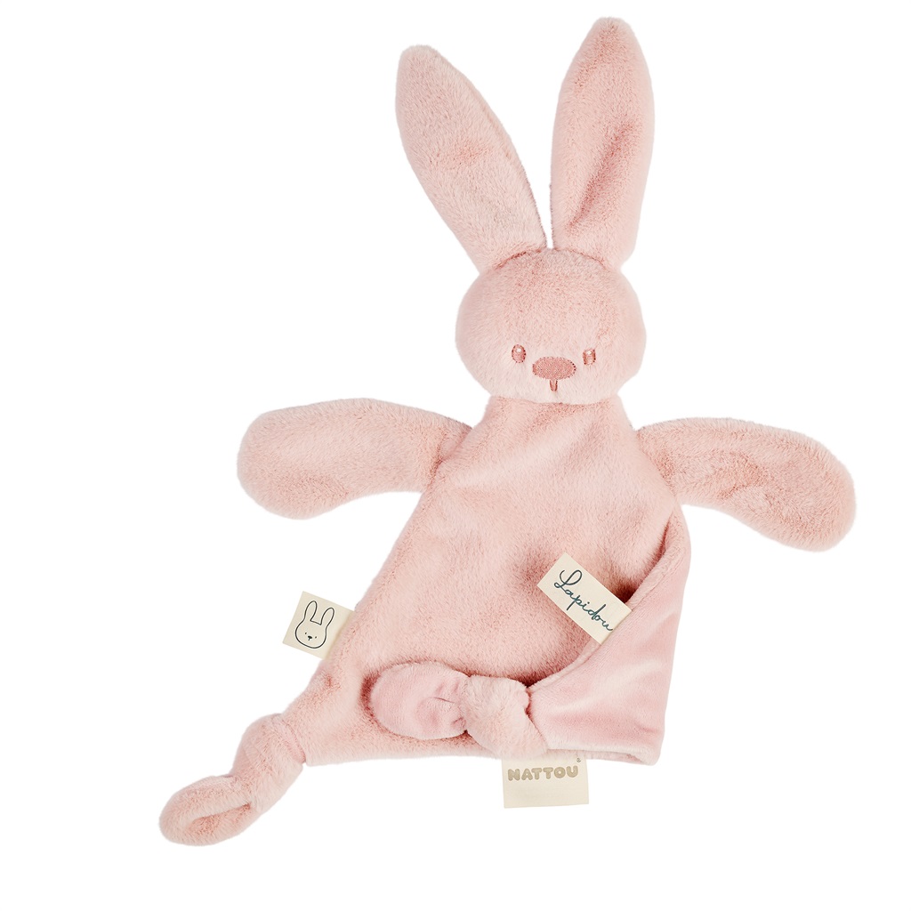 Doudou triangle rose poudre poils courts (Nattou)