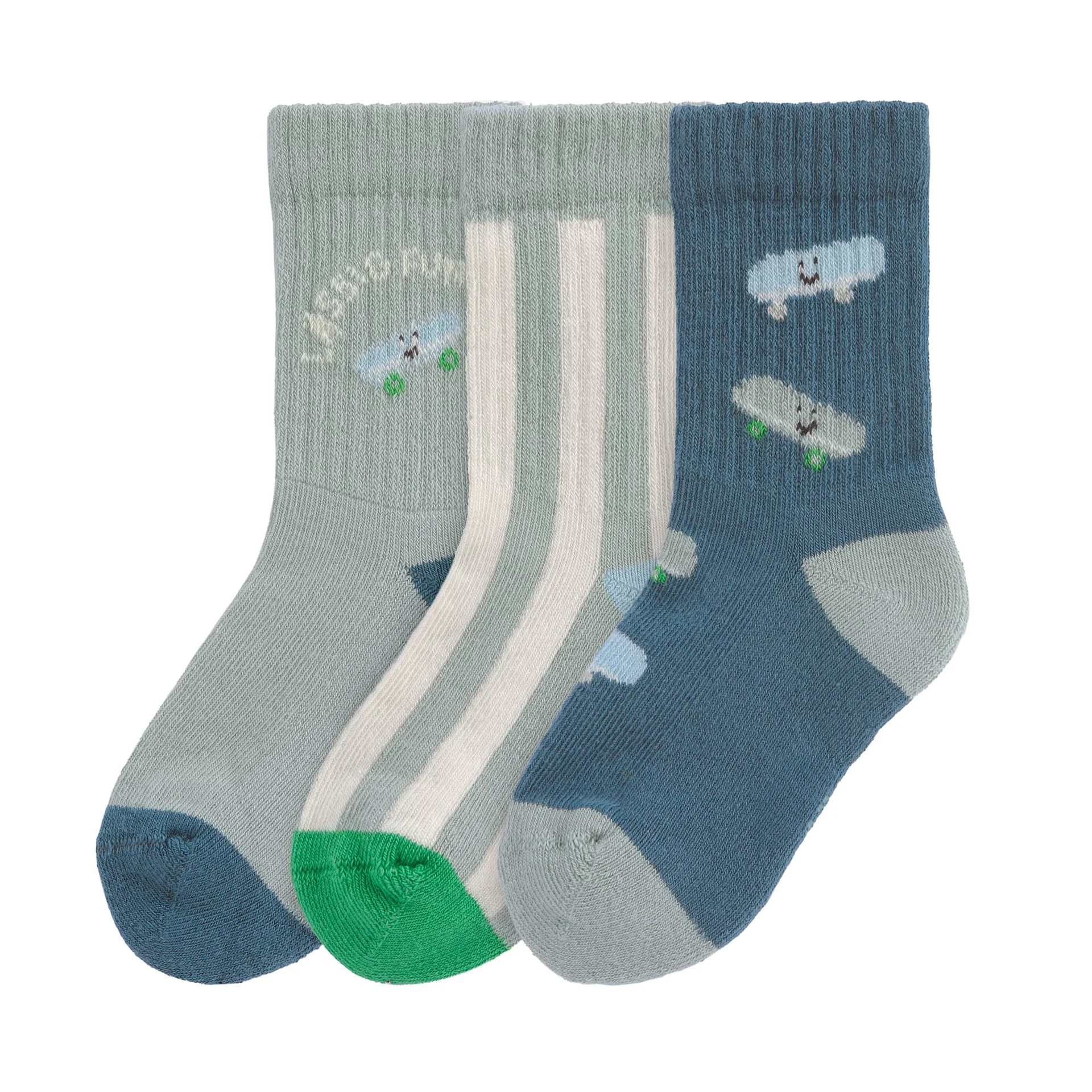 Chaussettes de Tennis enfants (3 pcs) – coton bio, Skateboard (Lassig)