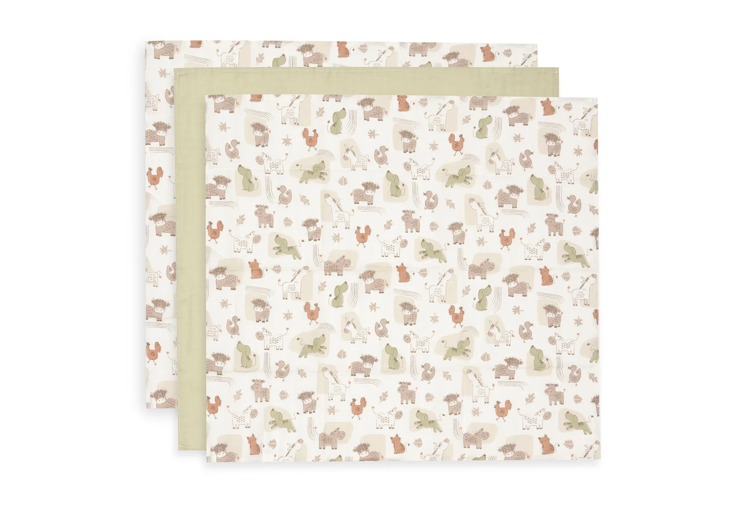 Lange gaze de Coton Small 70x70cm - Barn Buddies - 3 Unités (Jollein) – Image 2
