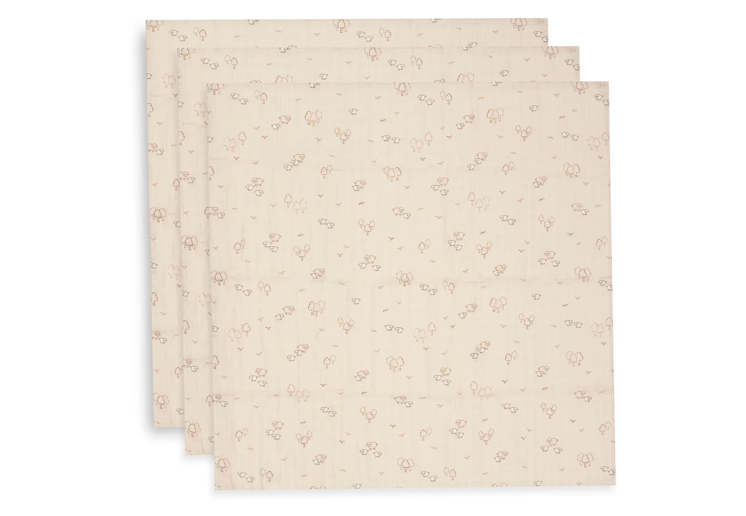 Lange gaze de Coton Small 70x70cm - Wooly - 3 Unités (Jollein) – Image 2