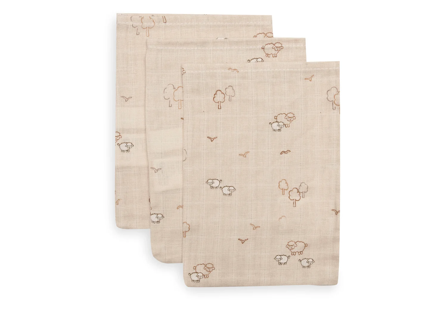 Gant de toilette gaze de Coton 15x20cm - Woolly - 3 Unités (Jollein)