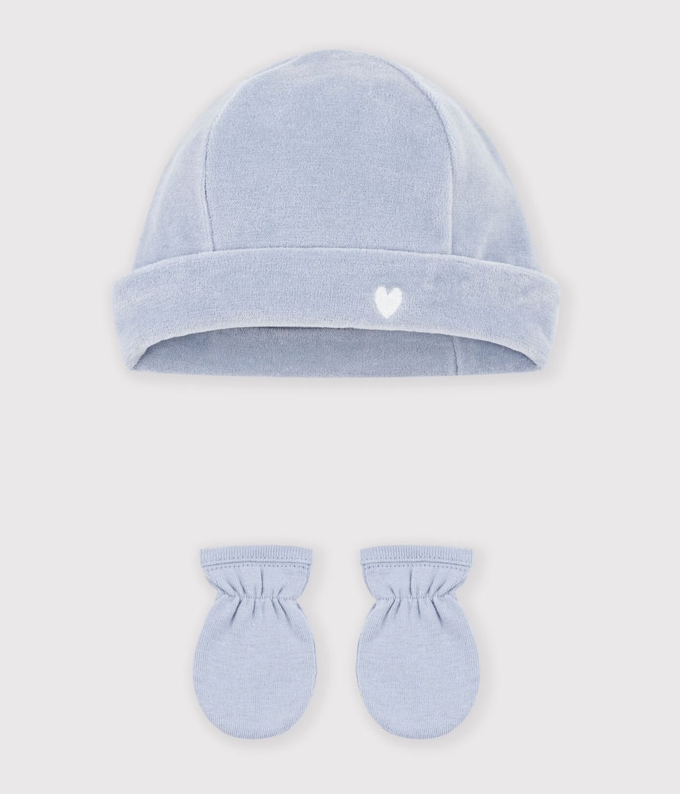 Lot de bonnet et moufles bébé uni Bleu T1 AW26 (Petit Bateau)