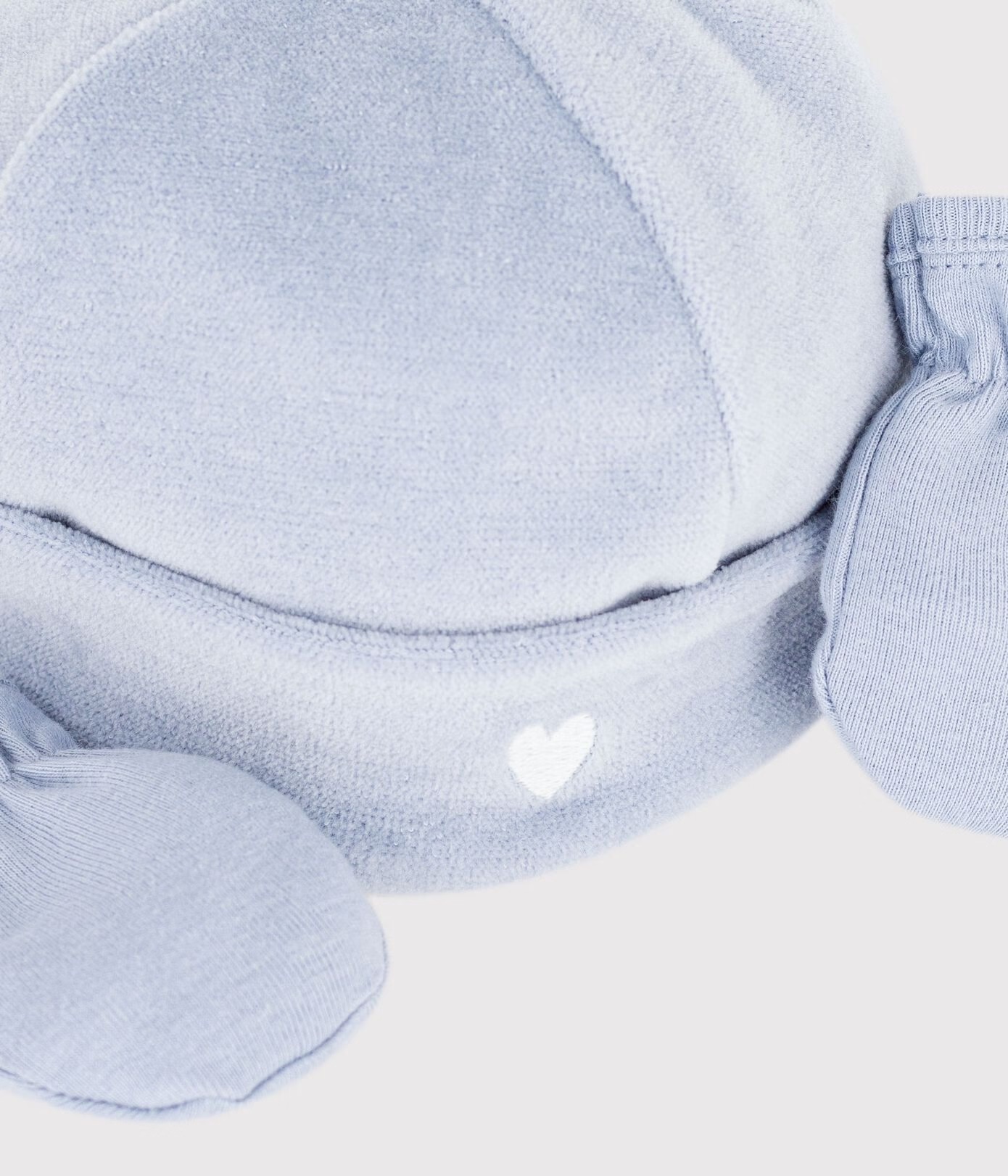 Lot de bonnet et moufles bébé uni Bleu T1 AW26 (Petit Bateau) – Image 2
