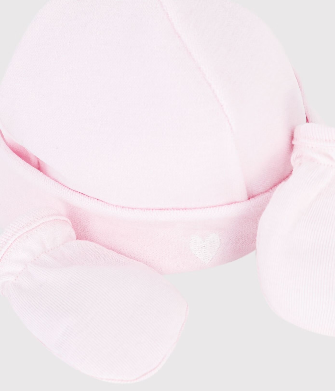Lot de bonnet et moufles bébé uni Rose T1 AW26 (Petit Bateau) – Image 2