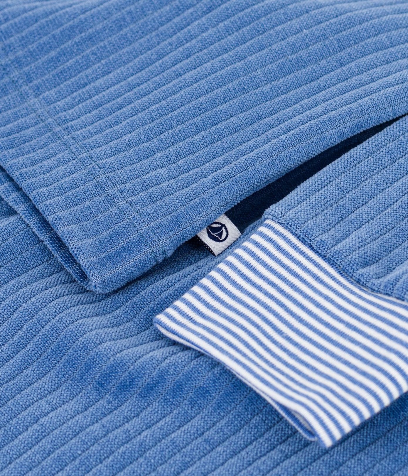 Pyjama enfant en velours côtelé uni Bleu AW26 (Petit Bateau) – Image 3
