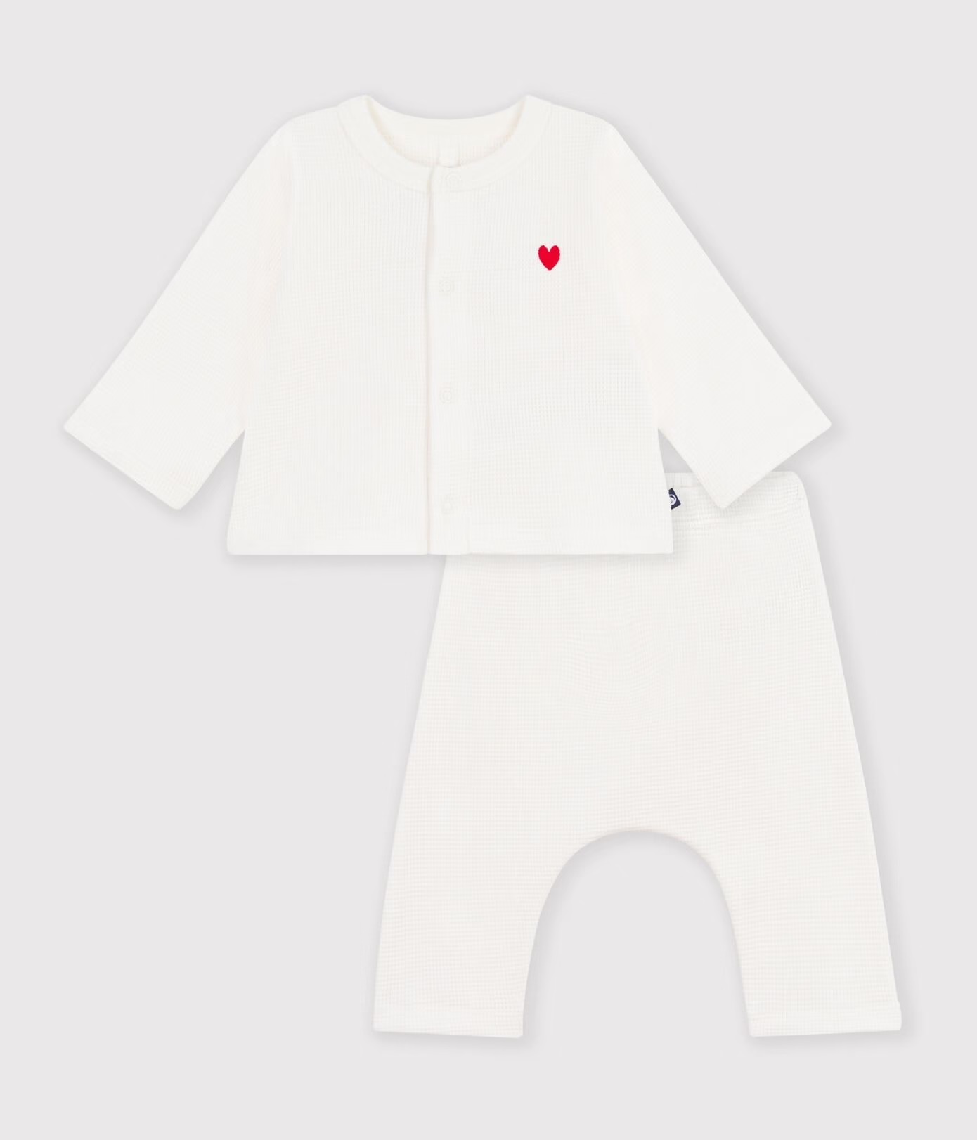 Ensemble bébé en coton brodé poitrine uni AW26 (Petit Bateau)