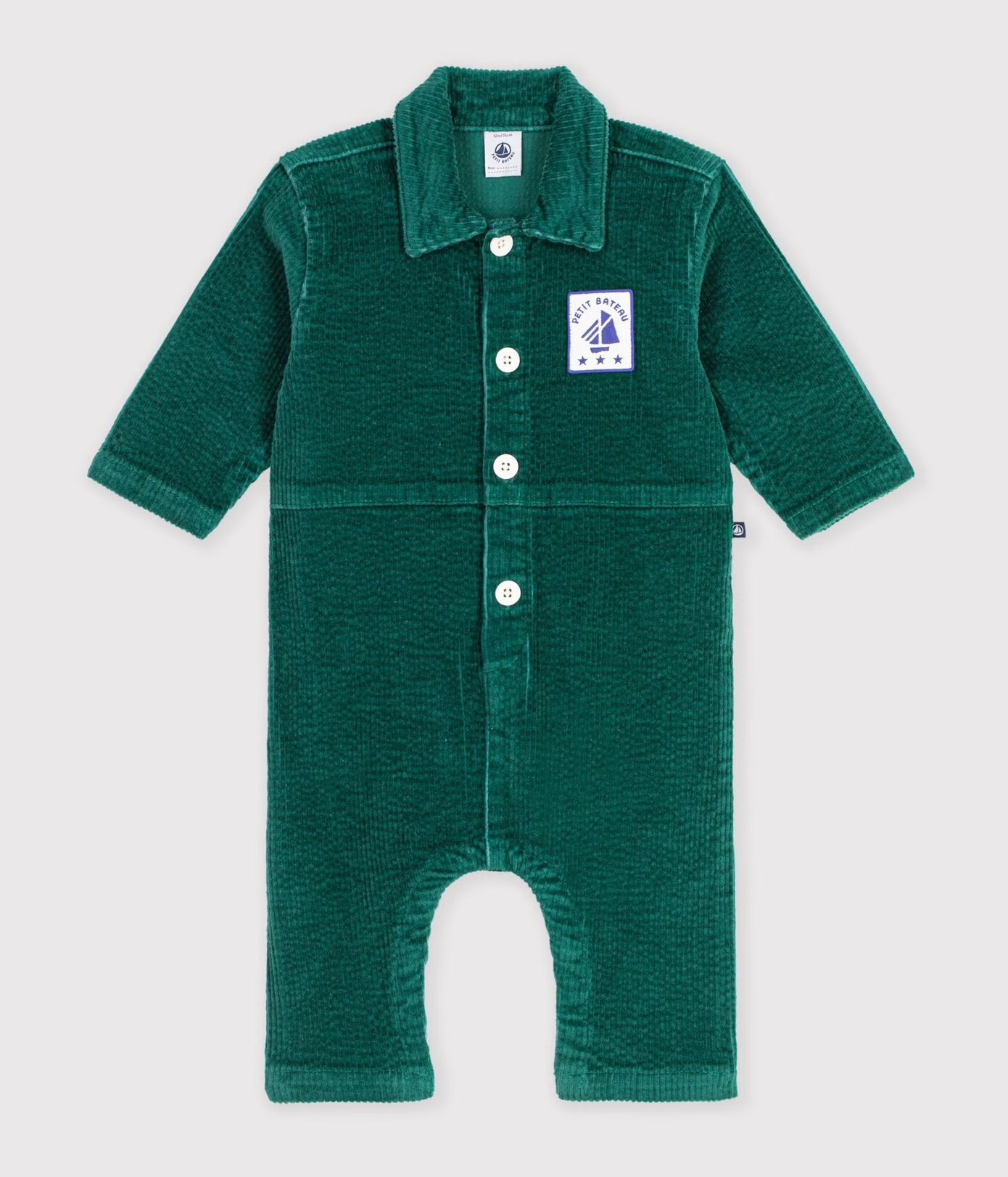 Combinaison longue bébé en velours uniAW26 (Petit Bateau)