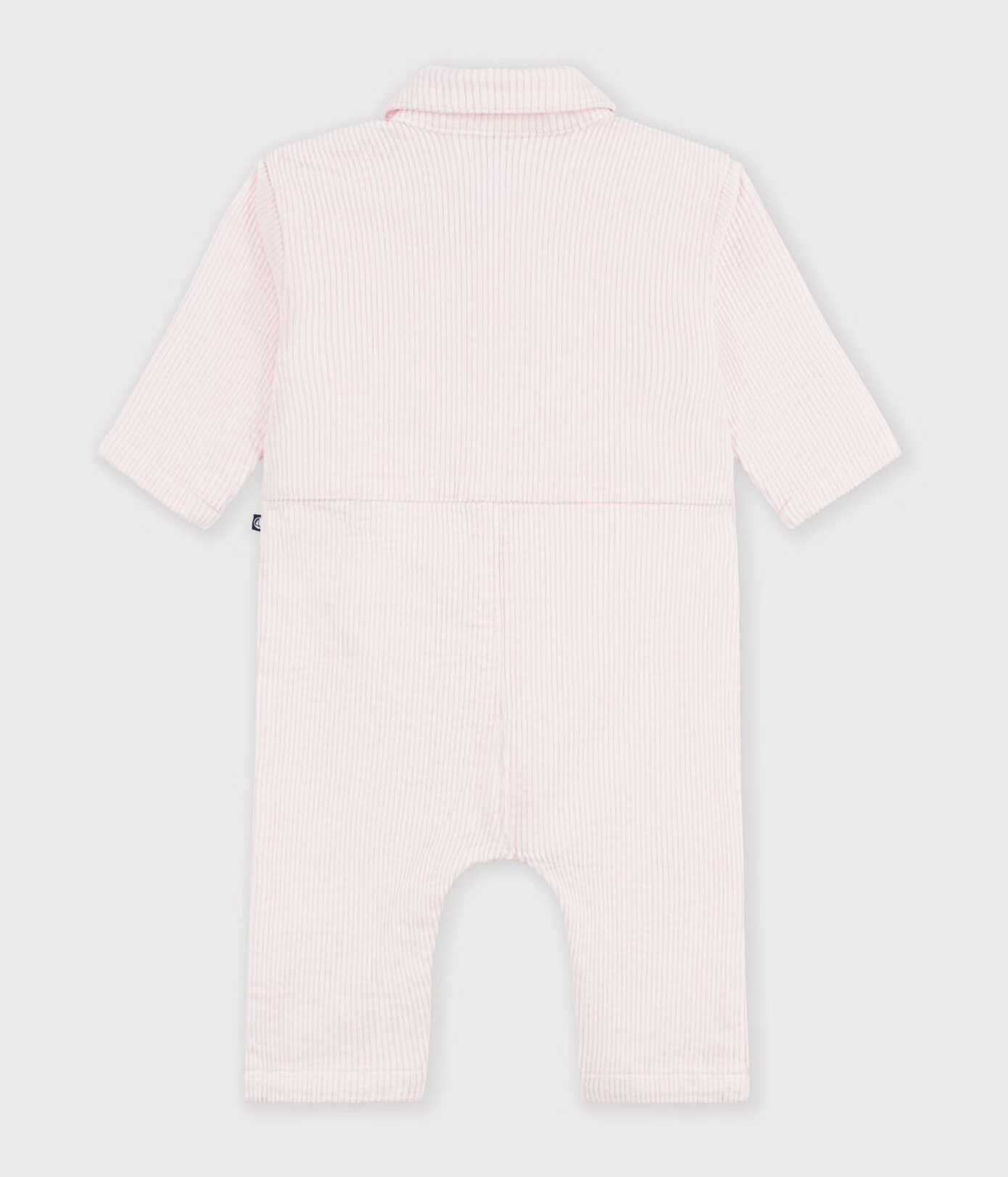 Combinaison longue bébé en velours uni Rose Clair AW26 (Petit Bateau) – Image 2