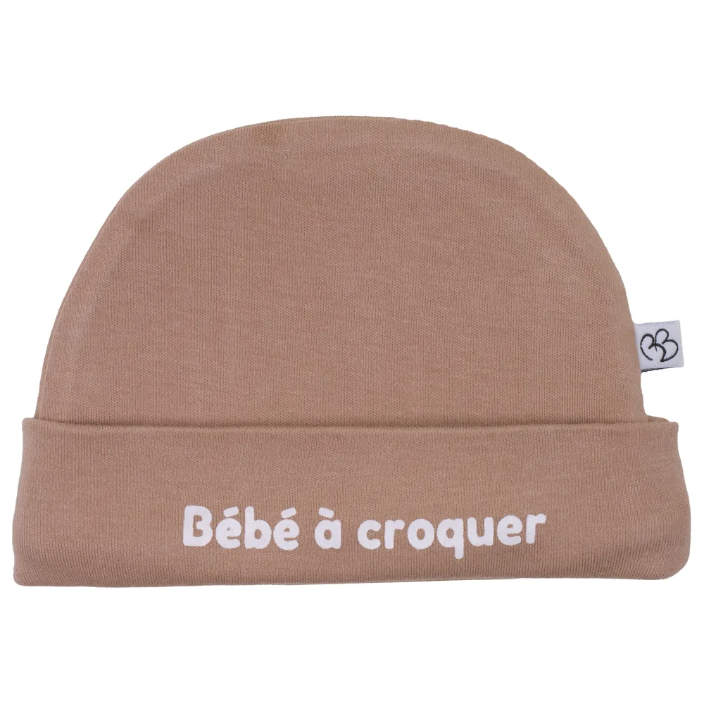 Bonnet bébé naissance « Bébé à croquer » Mocha (BB and Co)