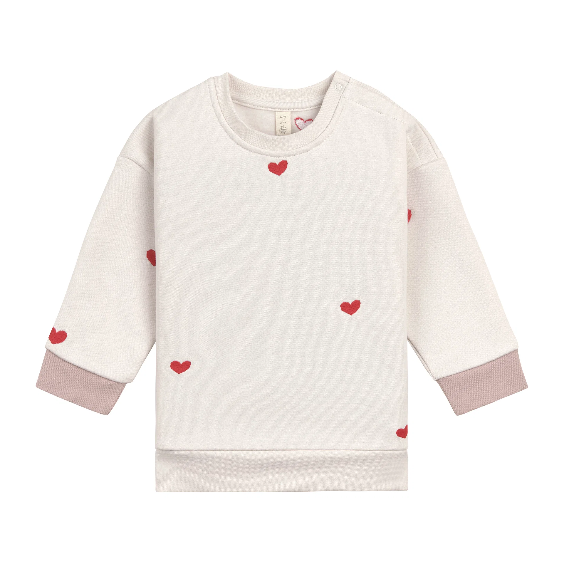 Sweat Enfants – Bio Coton, Coeur Beige (Lassig)