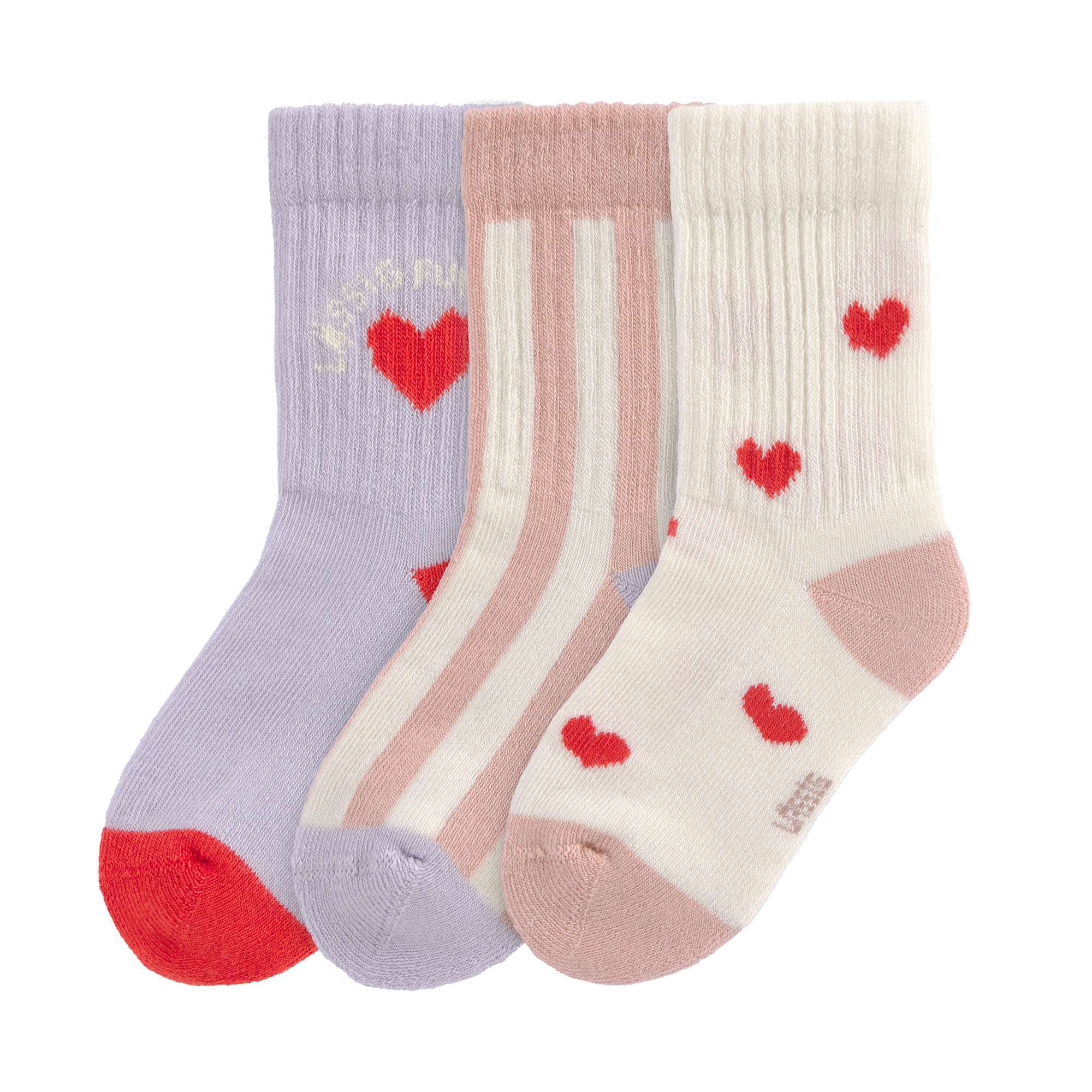 Chaussettes de Tennis enfants (3 pcs) – coton bio, Coeur (Lassig)
