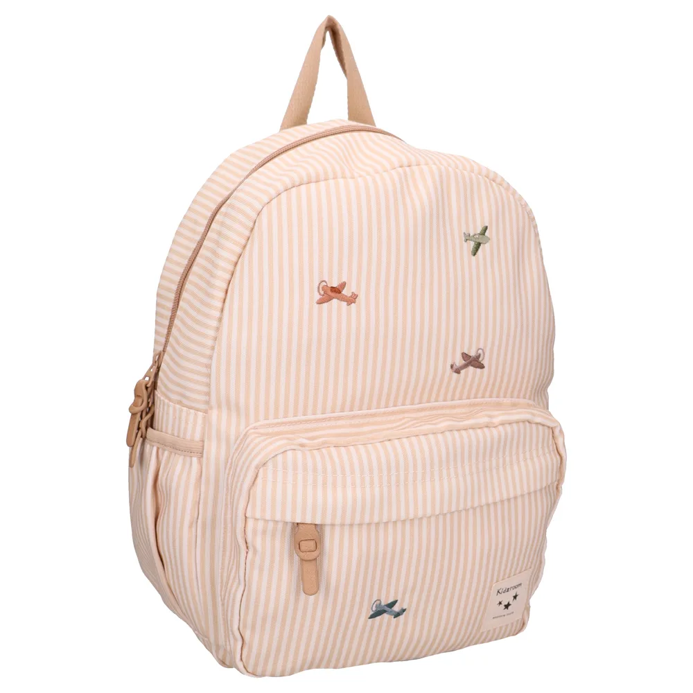Sac à dos enfant 36x27x12cm Nostalgia – Rayures avions beige Kidzroom (BB&CO)