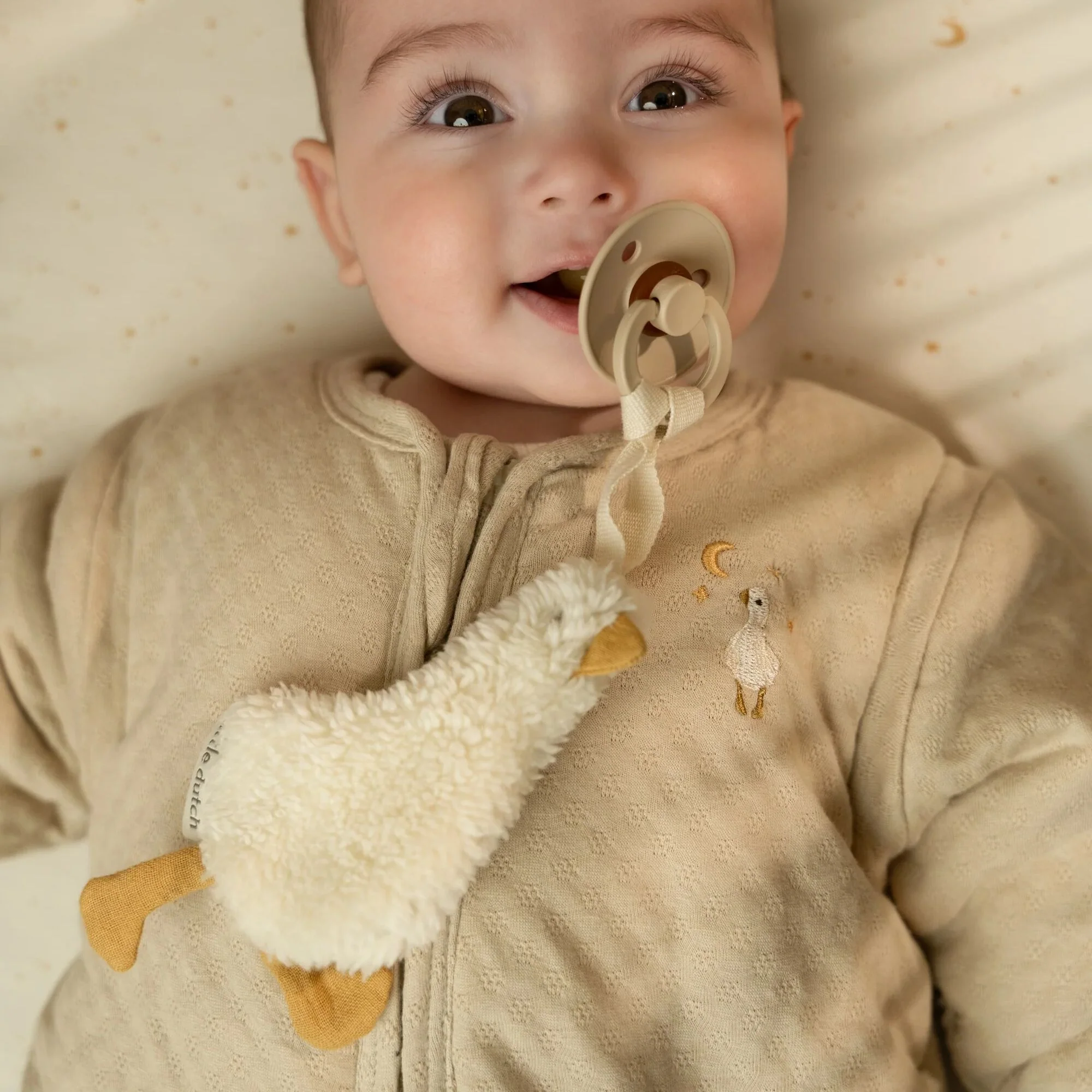 Attache-tétine doudou - Blanc - Little Goose( Little Dutch ) – Image 2