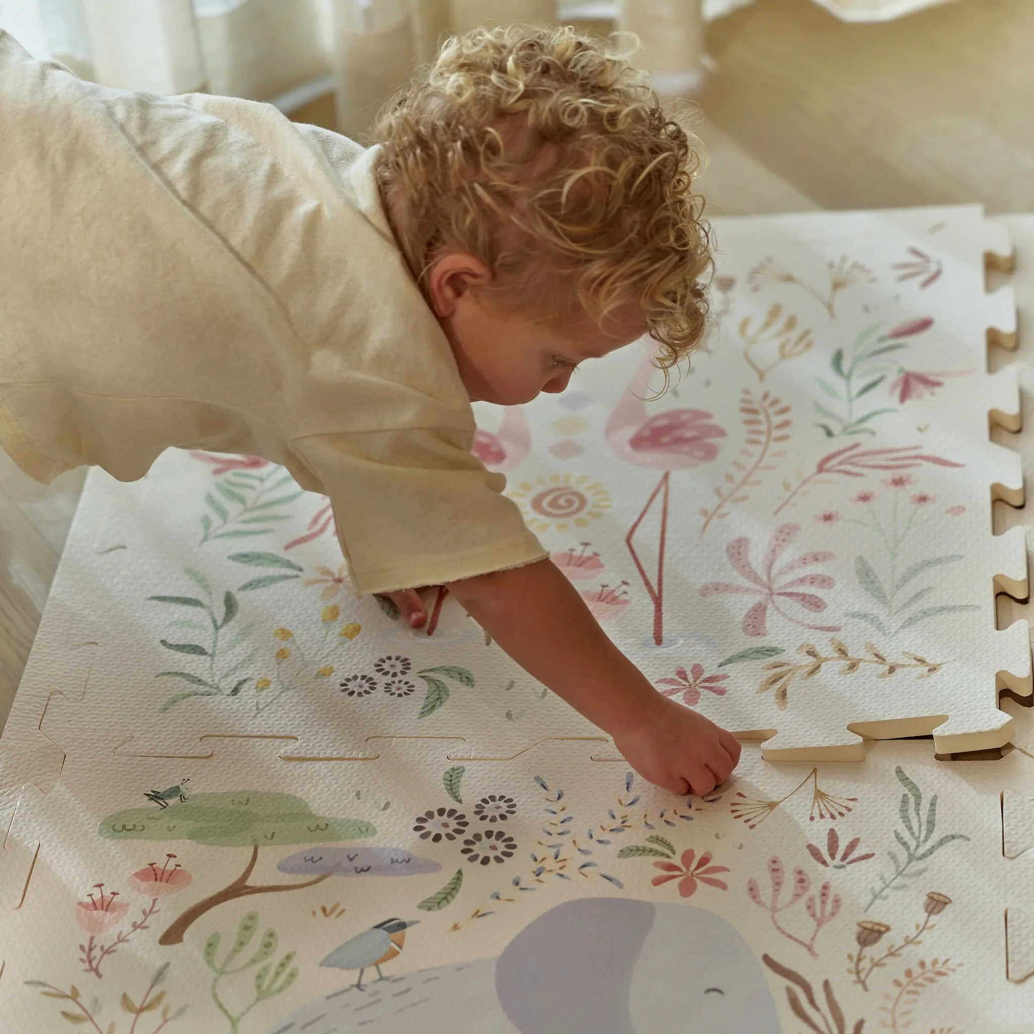 Tapis puzzle Tapis de jeu Animaux de safari blancs ( Little Dutch ) – Image 5