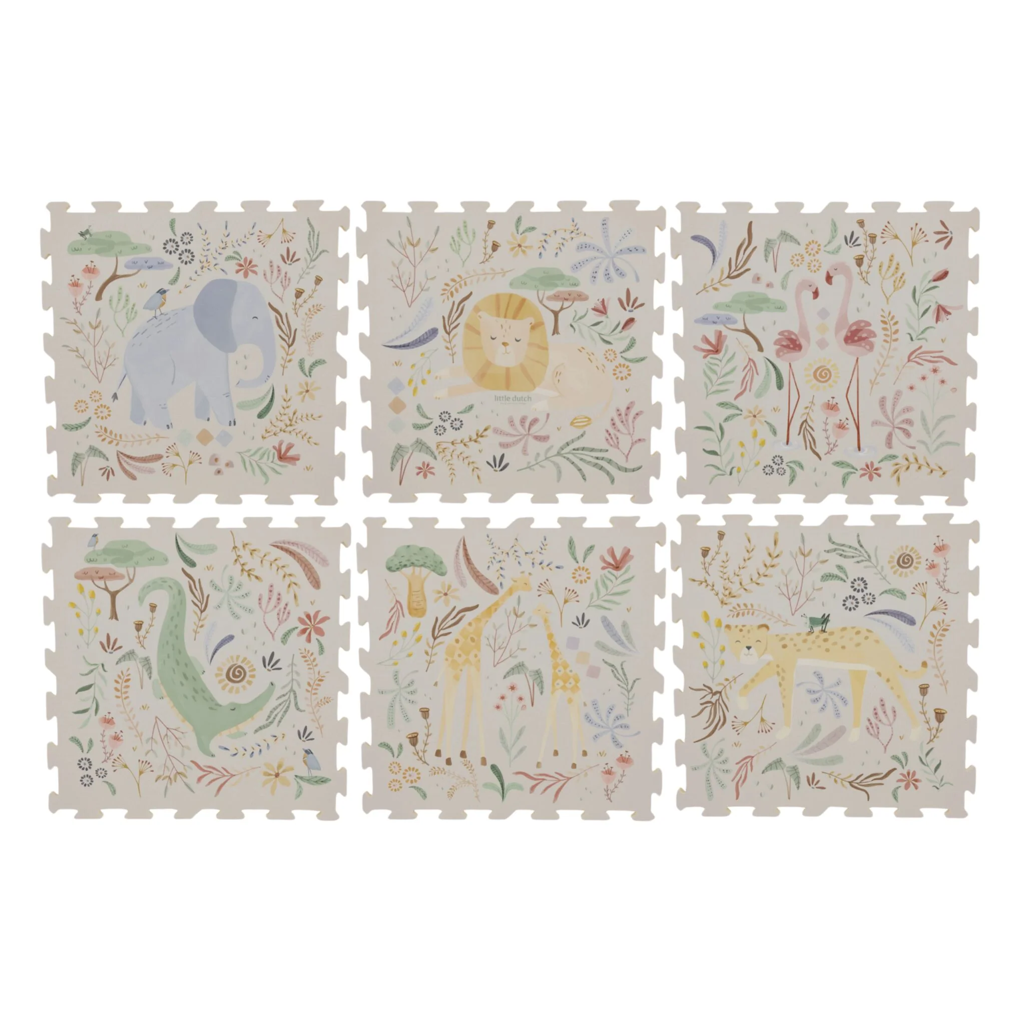 Tapis puzzle Tapis de jeu Animaux de safari blancs ( Little Dutch )