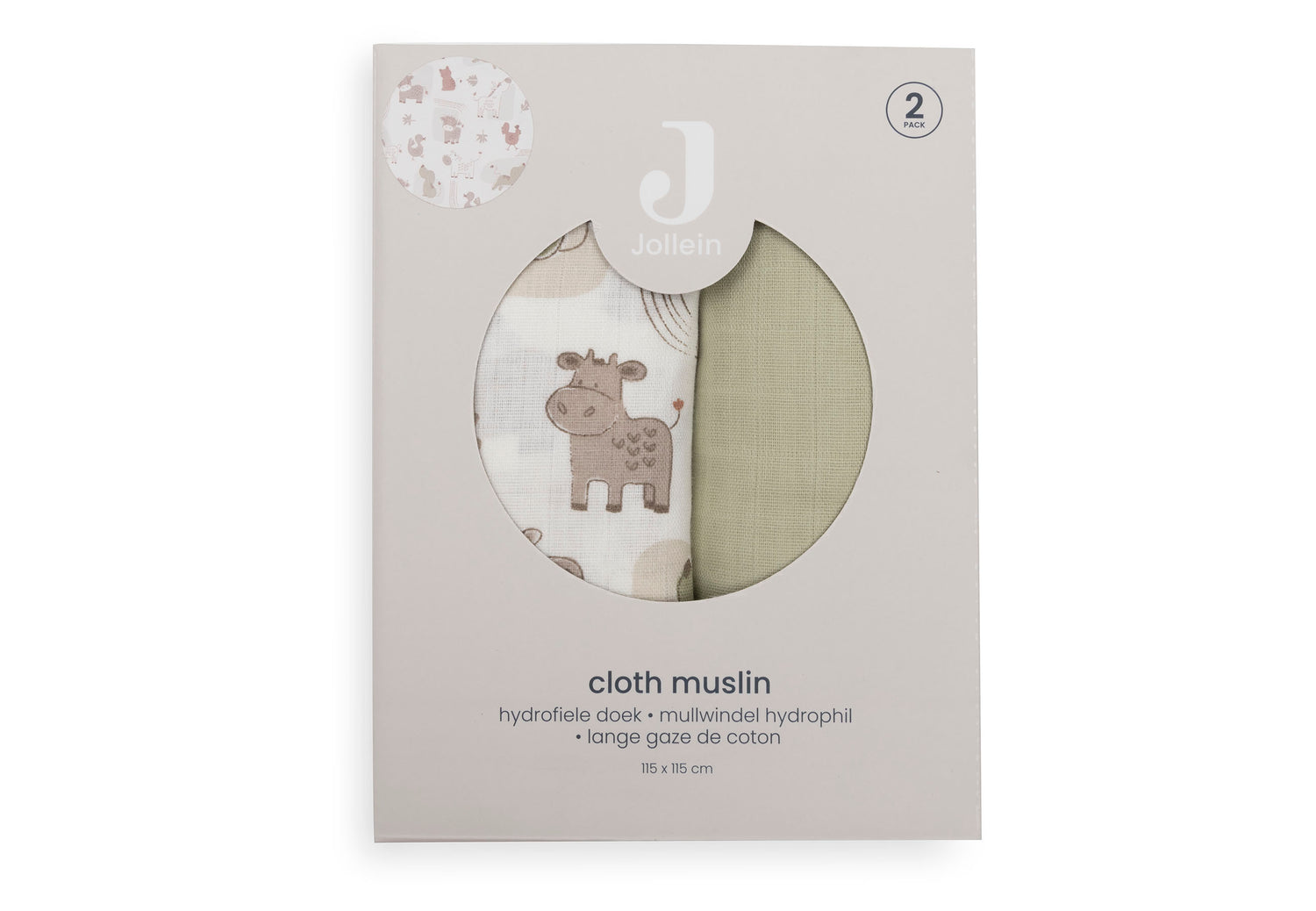 Lange gaze de Coton 115x115cm - Barn Buddies - 2 Unités (Jollein)