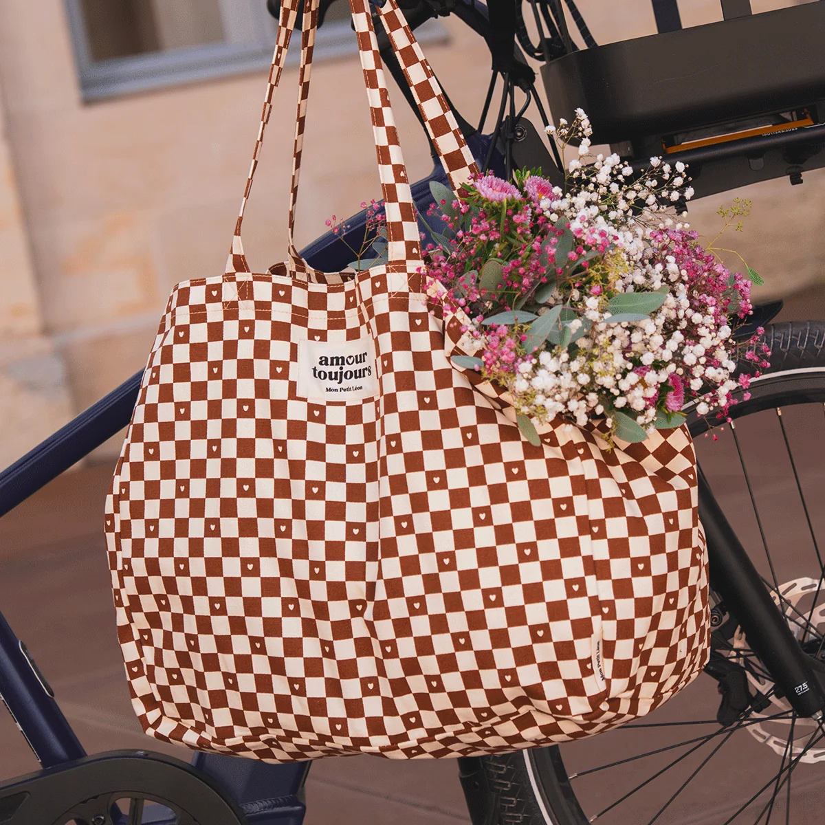 Cabas XXL Damier Coeur (Mon petit Léon)