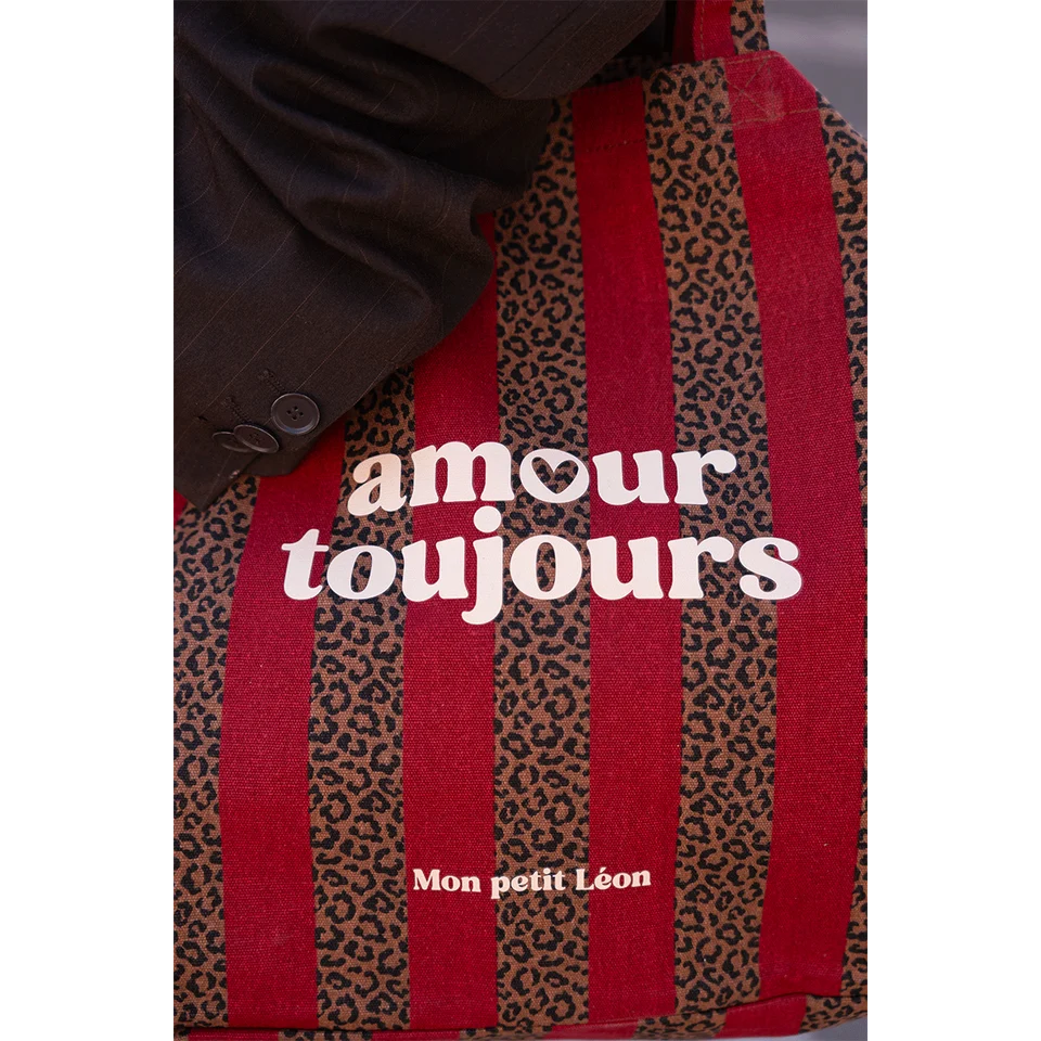 Cabas XXL Rayures Léopard Cherry - amour toujours (Mon petit Léon) – Image 3